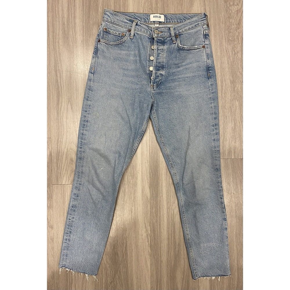 AGOLDE Nico High Rise Slim Fit Stretch Jeans Size 27 Distressed Button Fly